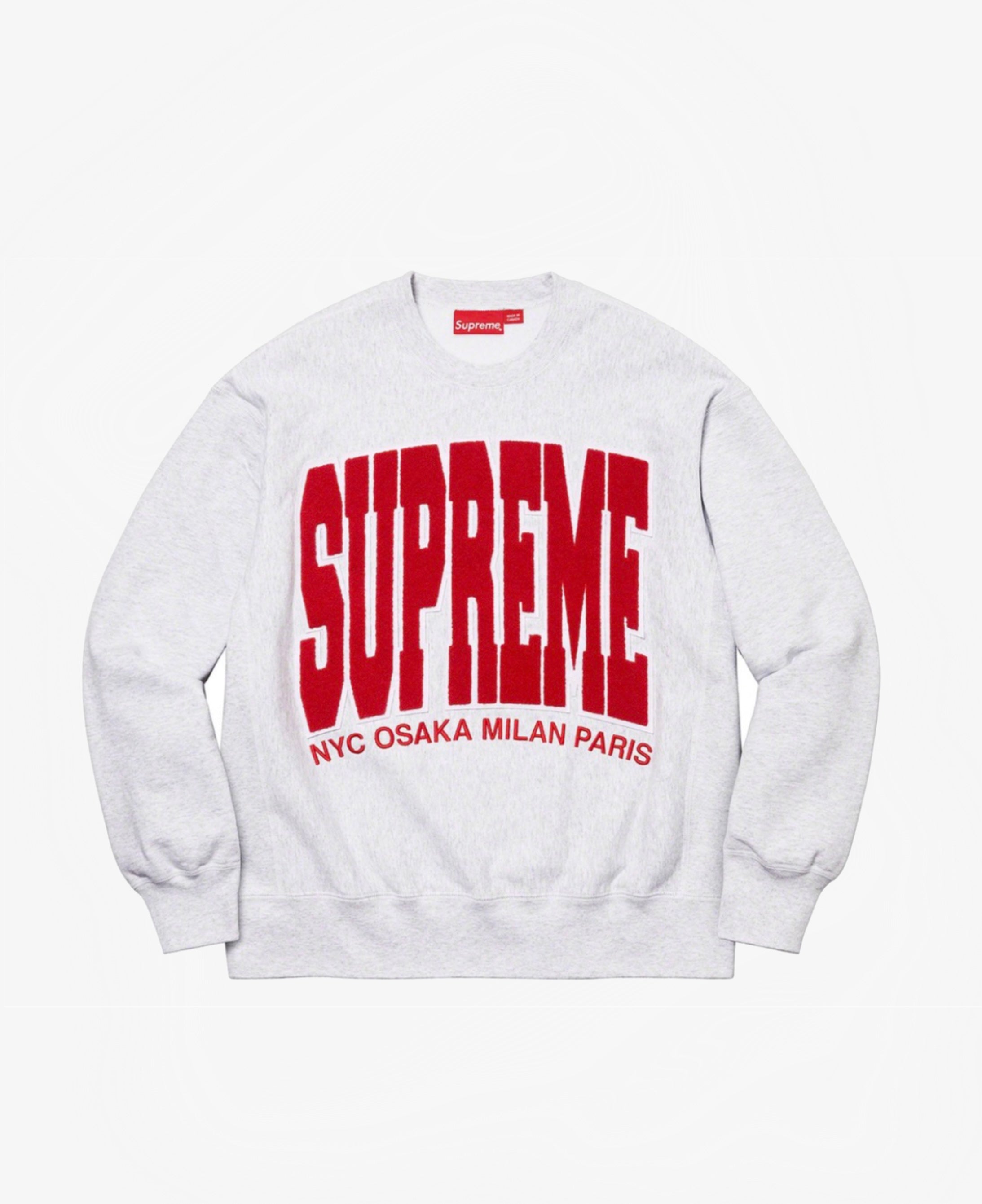 Supreme Arc Logo Crewneck Heather Grey