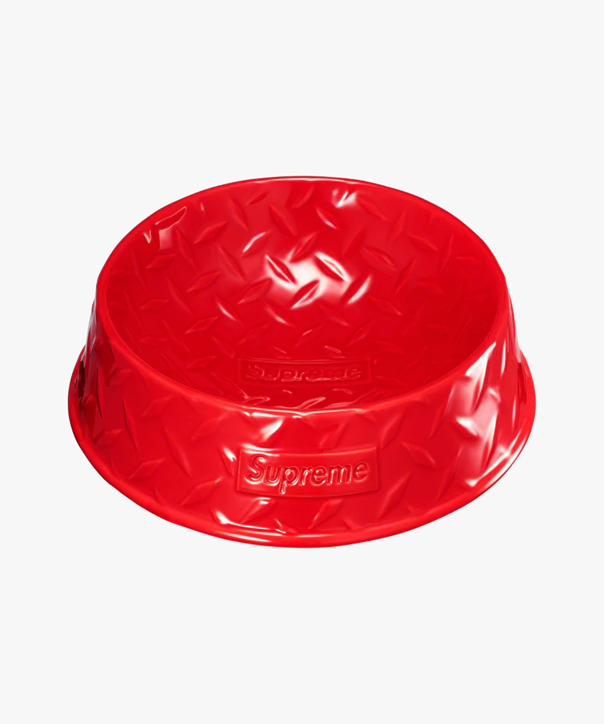 Supreme Diamond Plate Dog Bowl Red – Funky Insole