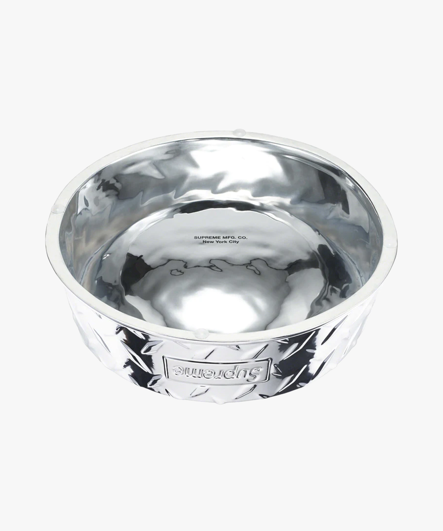 Supreme Diamond Plate Dog Bowl Silver - Funky Insole