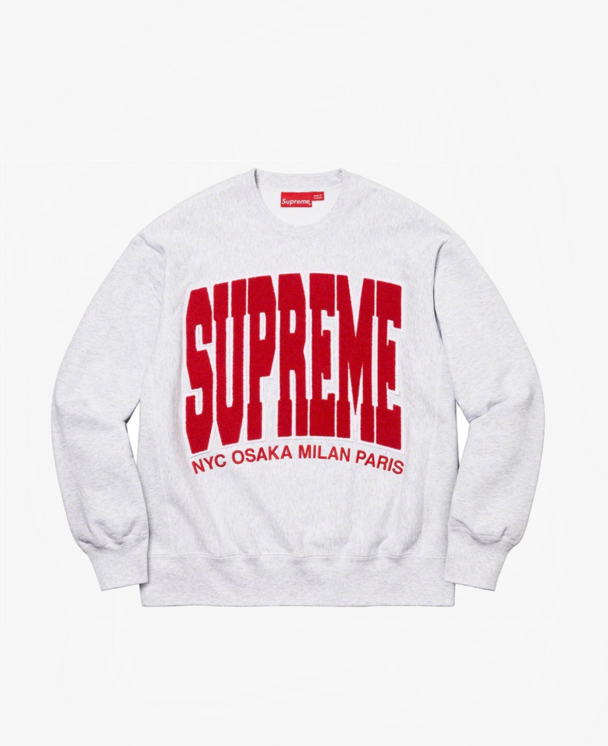 Supreme Cities Arc Crewneck Ash Grey - Funky Insole