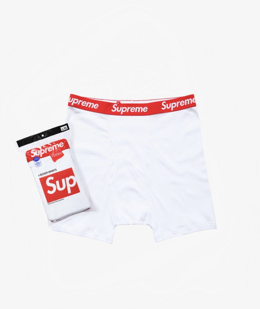 Supreme/ Hanes Boxer Briefs White (4 Pack) - Funky Insole