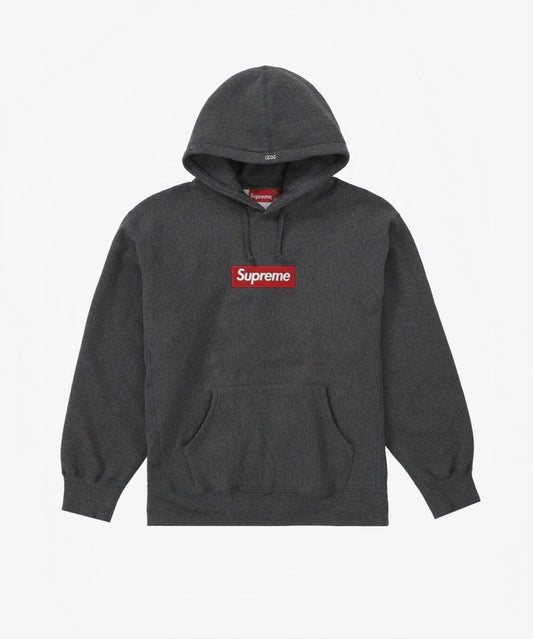 Supreme Box Logo Hooded Sweatshirt Charcoal (2021) - Funky Insole