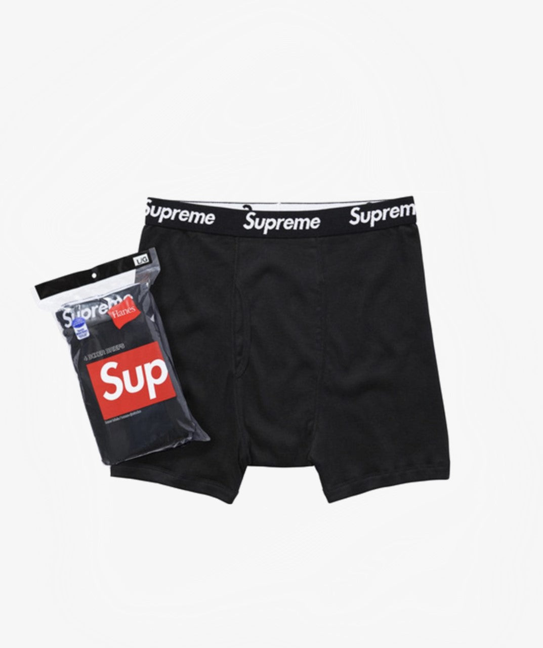 Supreme/ Hanes Boxer Briefs Black (4 Pack) - Funky Insole